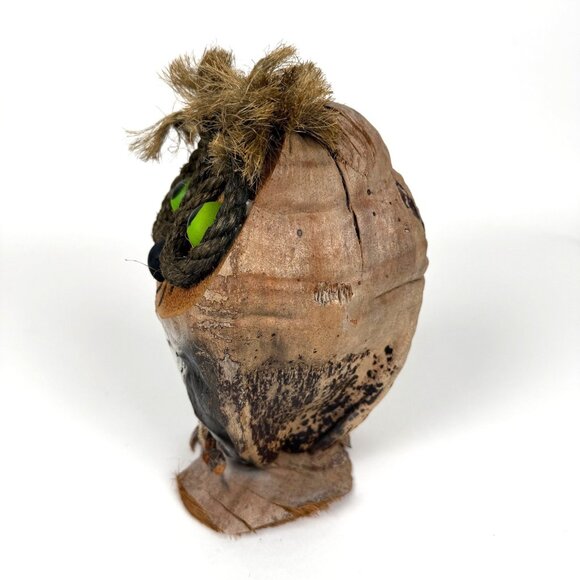 Coconut Owl 9in Figurine Rustic Handcrafted Decor Eco-Friendly Artistic Owl - Picture 2 of 8